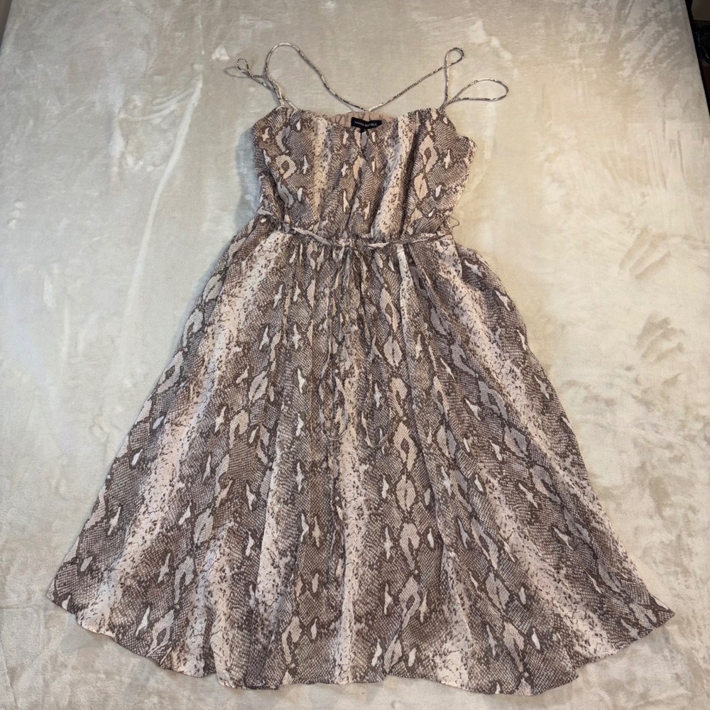 Banana Republic Snakeskin Print Midi Dress Small Strappy Tie Waist Y2K Boho NWT